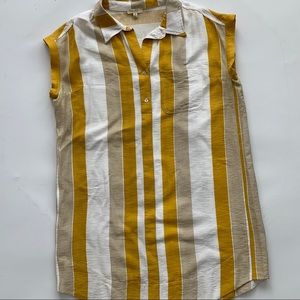 KORI America Mustard Yellow & Cream Stripe dress M